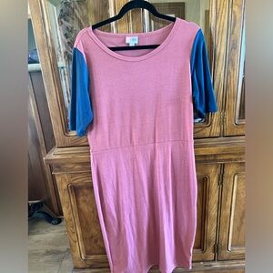 LuLaRoe Dusty Rose Julia Bodycon Dress with Subtle Mauve Tone - size Large